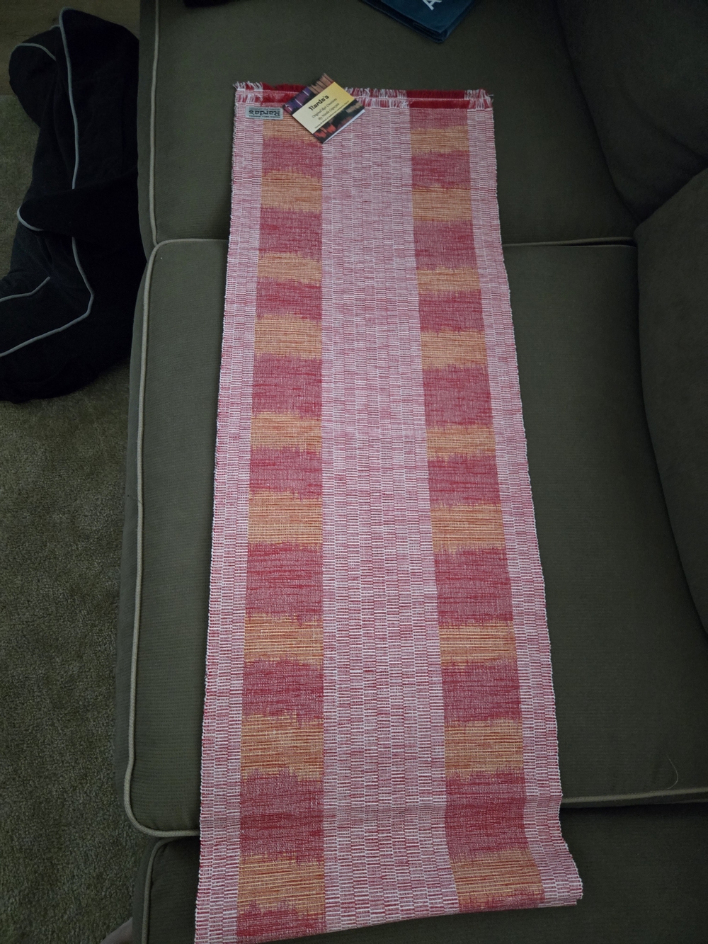 Brand New Striped Pink & Orange Hand Woven Table Runner (Made In  Philippines)